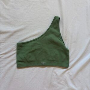 SET Active One-Shoulder Ribbed Sports Bra in Green